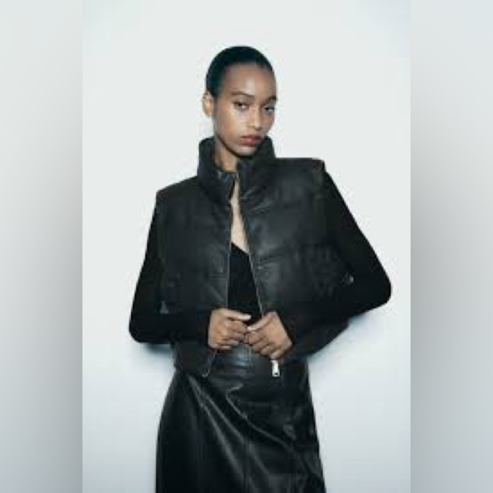 ZARA Quilted Faux Leather Cropped Vest NEVER WORN